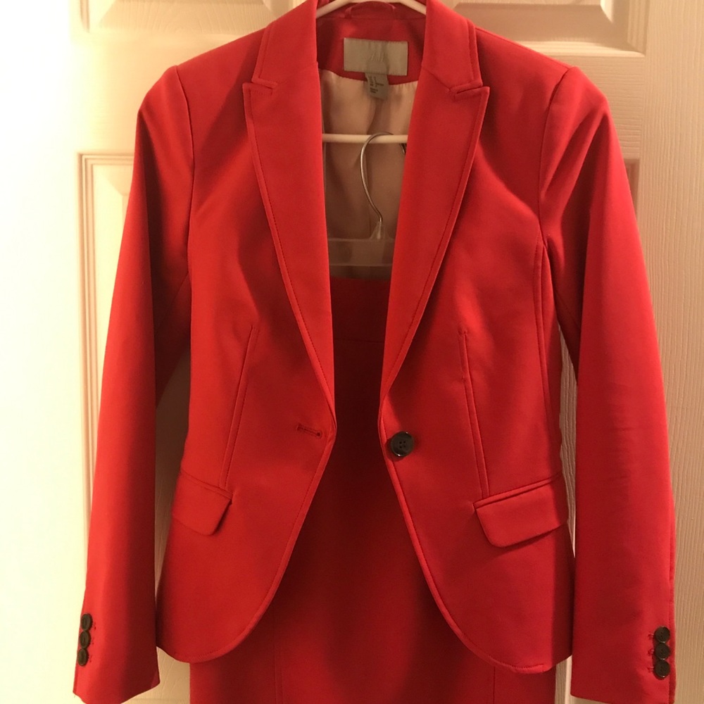 Hot pink lined suit
